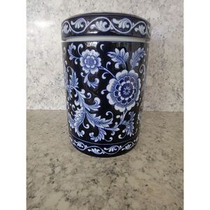 Pier 1 Mandarin Lidded Canister Jar‎ 9” Cobalt Blue & White Vintage Heavy!